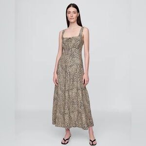 Gap leopard linen blend maxi dress NWT small